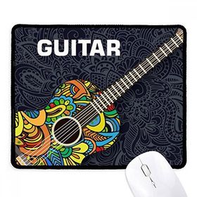 Dıythinker Siyah Gitar Müzik Enstrüman Desenli Tasarım Kaymaz Fare Altlığı