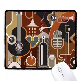 Dıythinker Siyah Gitar Müzik İllüstrasyonu Soyut Mavi Desen Kaymaz Fare Altlığı