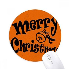 Dıythinker Siyah Güzel Yazı Tipi Mutlu Noeller Baskılı Yuvarlak Kaymaz Kauçuk Mouse Pad