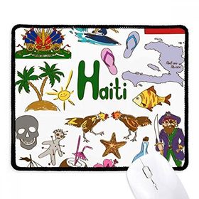 Dıythinker Siyah Haiti Landscap Hayvanlar Ulusal Bayrak Kaymaz Fare Altlığı