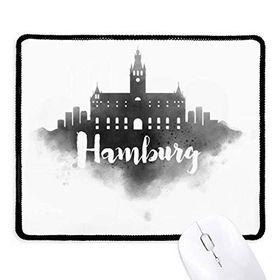 Dıythinker Siyah Hamburg Almanya Simgesi Mürekkep Şehir Painitng Kaymaz Fare Altlığı