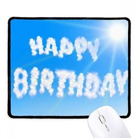 Dıythinker Siyah Happy Birthday Mavi Gökyüzü Bulutları Kaymaz Fare Altlığı