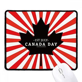 Dıythinker Siyah Happy Canada Day 4 Temmuz Siyah Akçaağaç Yaprağı Kaymaz Fare Altlığı
