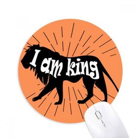 Dıythinker Siyah Hayvan Aslan Silüeti Doğal Baskılı Yuvarlak Kaymaz Kauçuk Mouse Pad