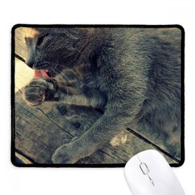 Dıythinker Siyah Hayvan Desenli Gri Kedi Fotoğrafı Kaymaz Fare Altlığı