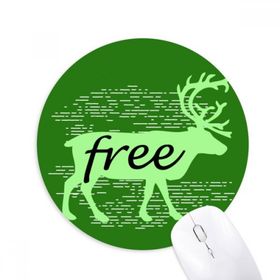 Dıythinker Siyah Hayvan Geyik Silüeti Doğal Baskılı Yuvarlak Kaymaz Kauçuk Mouse Pad