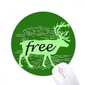 Dıythinker Siyah Hayvan Geyik Silüeti Doğal Baskılı Yuvarlak Kaymaz Kauçuk Mouse Pad
