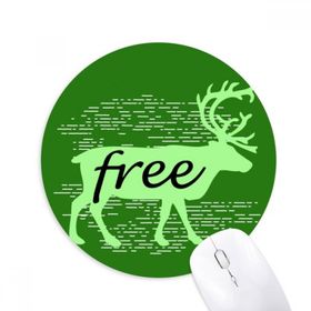 Dıythinker Siyah Hayvan Geyik Silüeti Doğal Baskılı Yuvarlak Kaymaz Kauçuk Mouse Pad