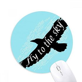 Dıythinker Siyah Hayvan Kartal Silüeti Doğal Baskılı Yuvarlak Kaymaz Kauçuk Mouse Pad