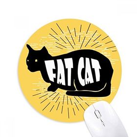 Dıythinker Siyah Hayvan Kedi Silüeti Doğal Baskılı Yuvarlak Kaymaz Kauçuk Mouse Pad