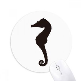 Dıythinker Siyah Hippocampus Deniz Hayat Silüeti Baskılı Yuvarlak Kaymaz Kauçuk Mouse Pad