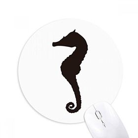 Dıythinker Siyah Hippocampus Deniz Hayat Silüeti Baskılı Yuvarlak Kaymaz Kauçuk Mouse Pad