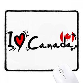 Dıythinker Siyah I Love Canada Kelime Bayrağı Kalp Kaymaz Fare Altlığı