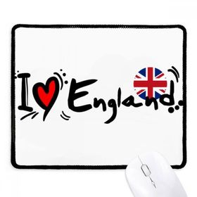 Dıythinker Siyah I Love England Dünya Bayrağı Kalp Kaymaz Fare Altlığı