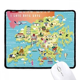 Dıythinker Siyah I Love Hong Kong Haritası Çin Konumu Kaymaz Fare Altlığı