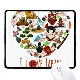 Dıythinker Siyah I Love Japan Sushi İllüstrasyon Kaymaz Fare Altlığı