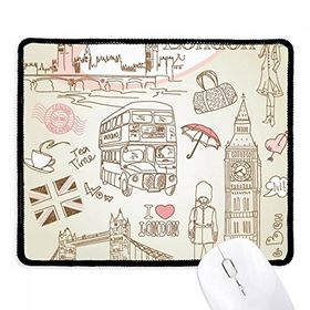 Dıythinker Siyah I Love London Britain Big Ben Otobüs Kaymaz Fare Altlığı