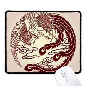 Dıythinker Siyah İki Phoenixes Fly Animal Portre Kaymaz Fare Altlığı