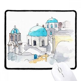 Dıythinker Siyah Imerovigli Köyü Yunanistan'da Kaymayan Fare Altlığı