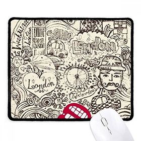 Dıythinker Siyah İngiliz Otobüs Londra Gözleri Big Ben UK Kaymaz Fare Altlığı