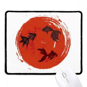 Dıythinker Siyah Japonya Kırmızı Japon Balığı Yuvarlak Portre Kaymaz Fare Altlığı