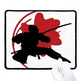 Dıythinker Siyah Japonya Samuray Sakura Silüeti Asya Kaymaz Fare Altlığı