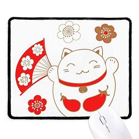 Dıythinker Siyah Japonya Şanslı Şans Kedi Çiçek Bakır Kaymaz Fare Altlığı