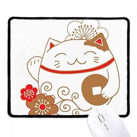 Dıythinker Siyah Japonya Şanslı Şans Kedi Çiçek Bakır Kaymaz Fare Altlığı