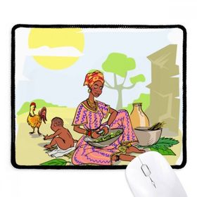 Dıythinker Siyah Kadın Çocuk Totemleri Afrika Aborijin Kaymaz Siyah Başlıklı Kenarlar Mouse Pad