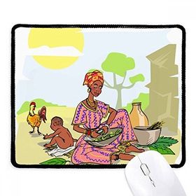 Dıythinker Siyah Kadın Çocuk Totemleri Afrika Aborijin Kaymaz Siyah Başlıklı Kenarlar Mouse Pad