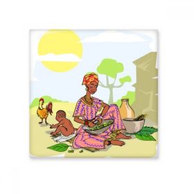 Dıythinker Siyah Kadın Çocuk Totemleri Afrika Aborjin 20x20 cm Seramik Karo