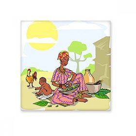Dıythinker Siyah Kadın Çocuk Totemleri Afrika Aborjin 20x20 cm Seramik Karo