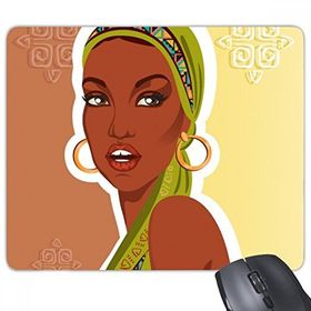 Dıythinker Siyah Kadın İllüstrasyon Afrika Seksi Aborijin Baskılı Dikdörtgen Kaymaz Kauçuk Mouse Pad