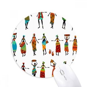 Dıythinker Siyah Kadın Totems Afrika Elbiseleri Baskılı Yuvarlak Kaymaz Kauçuk Mouse Pad