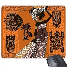 Dıythinker Siyah Kadın Totems Afrika Seksi Aborijin Baskılı Dikdörtgen Kaymaz Kauçuk Mouse Pad
