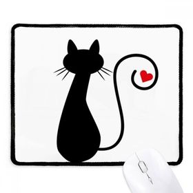 Dıythinker Siyah Kalp Kedi Oturur Sihouette Hayvan Kaymaz Fare Altlığı