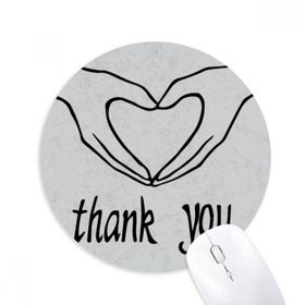 Dıythinker Siyah Kalp Şekilli Kişiselleştirilmiş Jest Baskılı Yuvarlak Kaymaz Kauçuk Mouse Pad