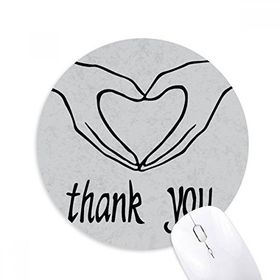Dıythinker Siyah Kalp Şekilli Kişiselleştirilmiş Jest Baskılı Yuvarlak Kaymaz Kauçuk Mouse Pad