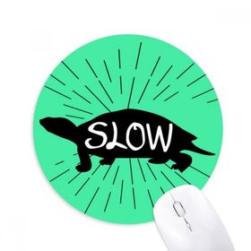 Dıythinker Siyah Kaplumbağa Hayvan Silüeti Doğal Baskılı Yuvarlak Kaymaz Kauçuk Mouse Pad