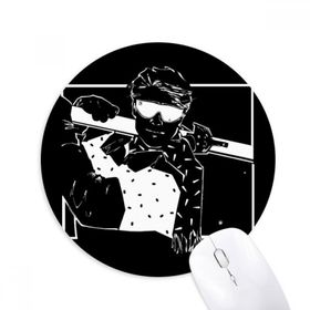 Dıythinker Siyah Kayak Kış Spor İllüstrasyon Baskılı Yuvarlak Kaymaz Kauçuk Mouse Pad
