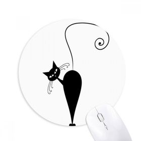 Dıythinker Siyah Kedi Cadılar Bayramı Hayvan Sanat Silüeti Baskılı Yuvarlak Kaymaz Kauçuk Mouse Pad