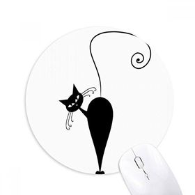 Dıythinker Siyah Kedi Cadılar Bayramı Hayvan Sanat Silüeti Baskılı Yuvarlak Kaymaz Kauçuk Mouse Pad