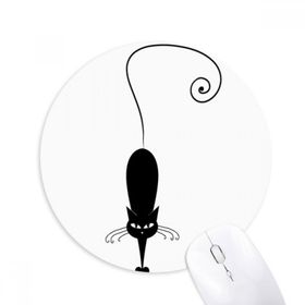 Dıythinker Siyah Kedi Evcil Hayvan Sevgili Hayvan Sanat Silüeti Baskılı Yuvarlak Kaymaz Kauçuk Mouse Pad