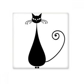 Dıythinker Siyah Kedi Oturur Cadılar Bayramı Hayvan Sanat Silüeti 10x10 cm Seramik Karo