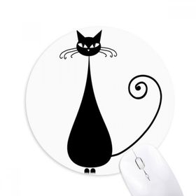 Dıythinker Siyah Kedi Oturur Cadılar Bayramı Hayvan Sanat Silüeti Baskılı Yuvarlak Kaymaz Kauçuk Mouse Pad