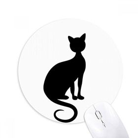 Dıythinker Siyah Kedi Zarif Figür Hayvan Sanat Silüeti Baskılı Yuvarlak Kaymaz Kauçuk Mouse Pad