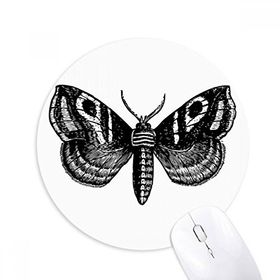 Dıythinker Siyah Kelebek Basit Desenli Baskılı Yuvarlak Kaymaz Kauçuk Mouse Pad