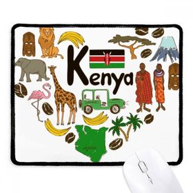 Dıythinker Siyah Kenya Love Heart Landscap Ulusal Bayrak Kaymaz Fare Altlığı