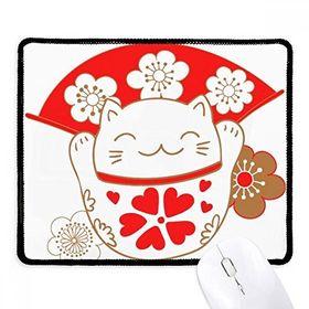 Dıythinker Siyah Kiraz Çiçekleri Şanslı Şans Kedi Japonya Kaymaz Fare Altlığı