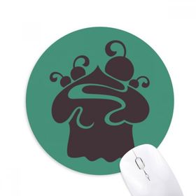 Dıythinker Siyah Kiraz Dondurma Silüeti Baskılı Yuvarlak Kaymaz Kauçuk Mouse Pad